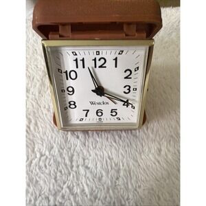 Vintage WESTCLOX Folding Wind-Up Travel Alarm Clock Working Plastic Case